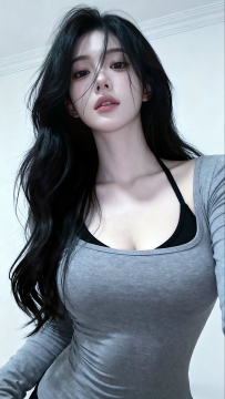 性感清新黑长直美女壁纸